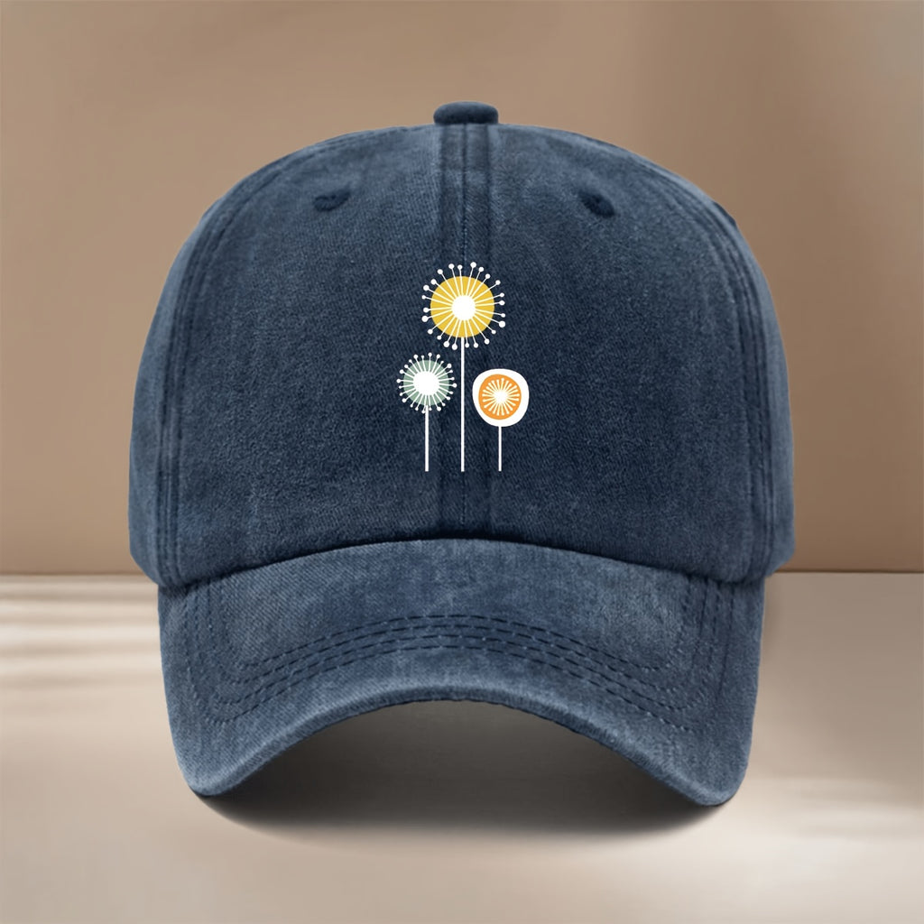 This Is a Dandelion-printed Baseball Cap, a Lightweight and  Casual Hat Suitable for Sports Events and Cheering. It Features a Hip-hop Style with a Relaxed Fit, and Is Available in a Unisex Design. This Six-panel Cap Is Adjustable in Size