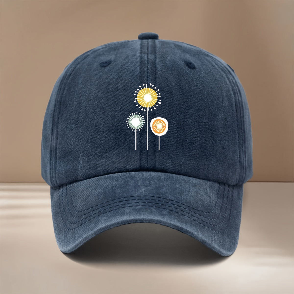 This Is a Dandelion-printed Baseball Cap, a Lightweight and  Casual Hat Suitable for Sports Events and Cheering. It Features a Hip-hop Style with a Relaxed Fit, and Is Available in a Unisex Design. This Six-panel Cap Is Adjustable in Size
