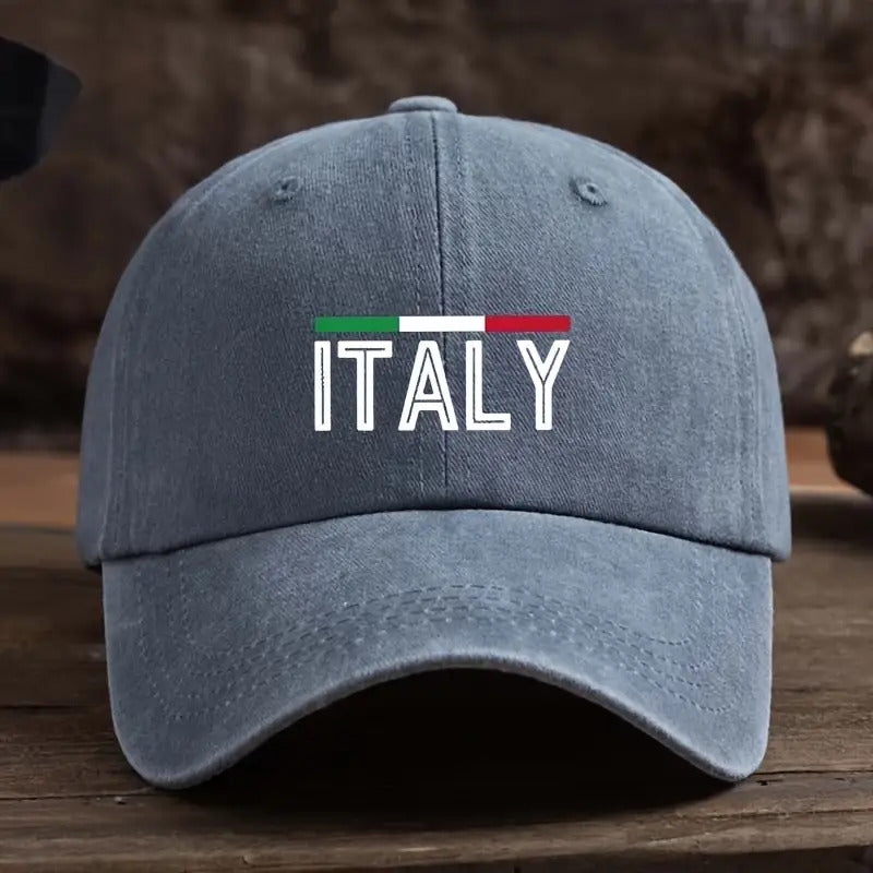 A Stylish And Adaptable Baseball Cap with a Fun Italian Letter Print, Perfect for Outdoor Activities for Men