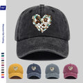 1 Adjustable Baseball Cap, Unisex, Versatile Street Style Fashion Printed Baseball Cap, Washed And Distressed Look Hat, Featuring a Fun Cartoon Heart Print Design, Comfortable And Lightweight, Vintage Street Skateboard Cap