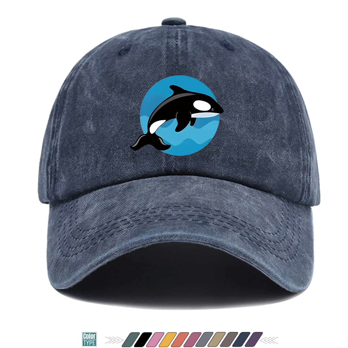 1pc Orca Leaping Over Waves Themed Printed Baseball Cap, Comfortable and Breathable Sun Hat, Stylish, , and Beautiful, Unisex Adjustable Baseball Cap, Casual Street Fashion Hat, Beach Vacation Sun Hat, Suitable for Outdoor Outings, Beach Parties