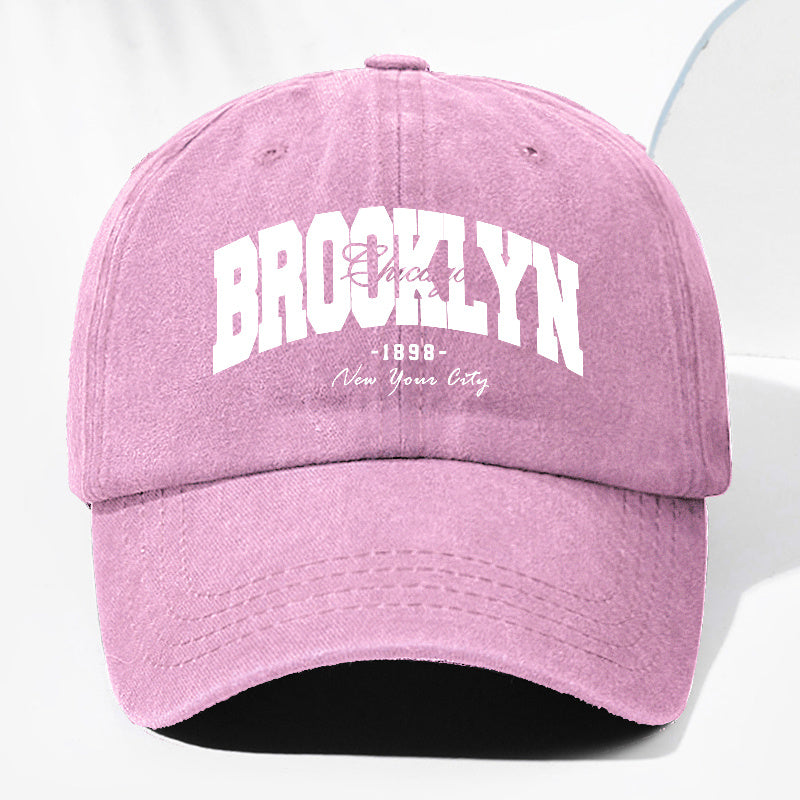 Unisex BROOKLYN1898 Letter Print Washed Vintage Baseball Cap Fashion Men Women Sun Hat Adjustable Size Trucker Cap Suitable for All Seasons Daily Wear