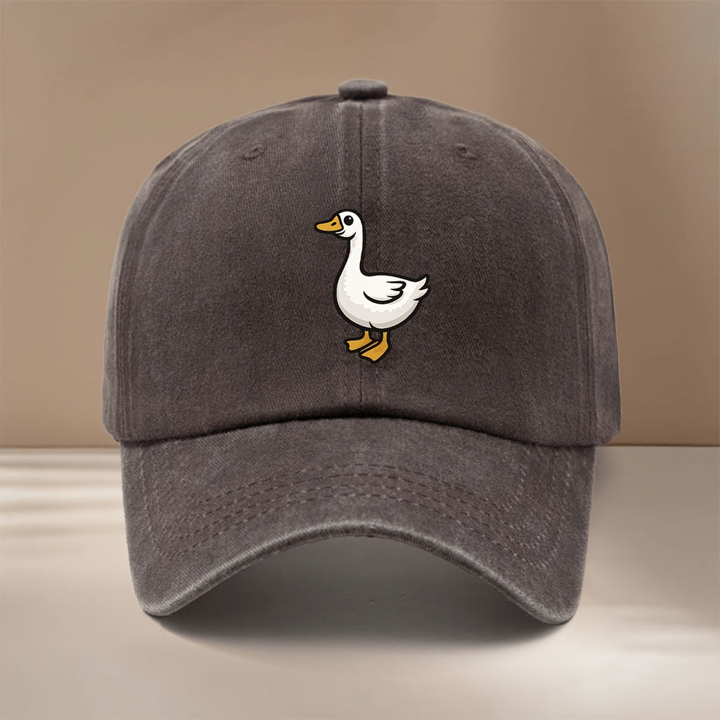 This Is a Baseball Cap Featuring a Flat Design of a Cartoon Goose, Suitable for All Seasons with an Adjustable Size. It'S a Trendy, Lightweight Duckbill Hat for Both Men And Women, Perfect for Outdoor Sports, Gatherings