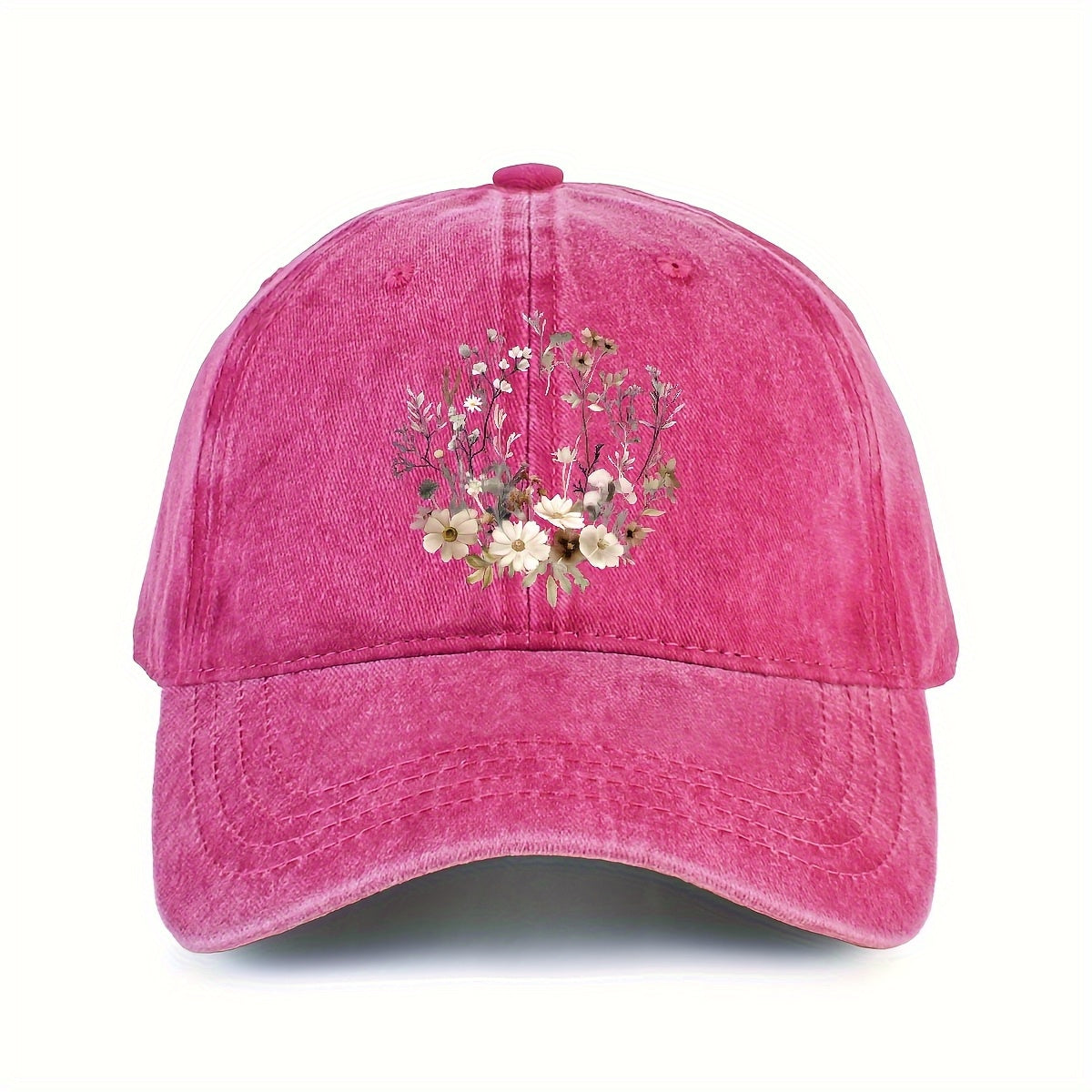 Adjustable Snapback Baseball Cap - Breathable Lightweight, Embossed Floral Design, Machine Washable for Casual & Formal Occasions