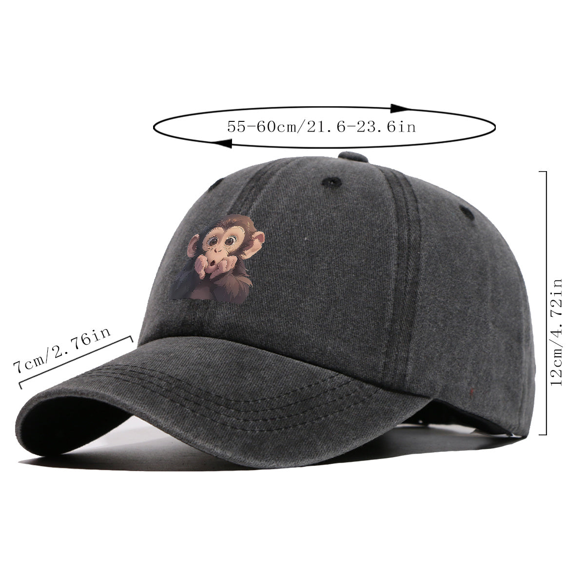 1pc Chimpanzee Print Baseball Cap Suitable for Men & Women, Adjustable Unisex Hat with Chimpanzee Face, Breathable for Streetwear, Hip-Hop, Music Festivals, Skateboarding - Trendy, Daily Commute & Outfits