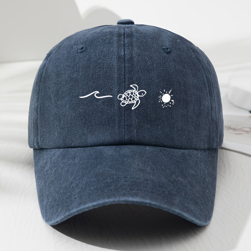 New Summer Trendy Unisex Sun Hats Featuring Wave And Turtle Prints, Designed for Sun Protection, Breathable Comfort, And Adjustable for Outdoor Sports And Leisure Activities