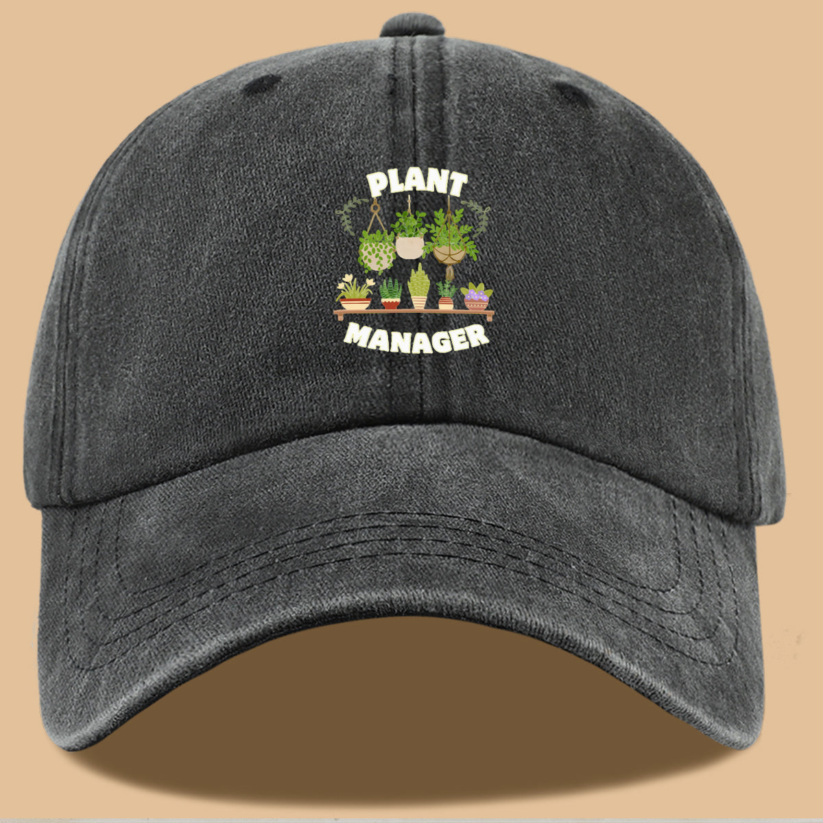 1pc "PLANT MANAGER" Plant-Themed Printed Baseball Cap, Cute Greenery Pattern Sun Hat, Fashionable Fresh Aesthetic Unisex Cap, Adjustable Size Gardening Enthusiast Essential Hat, Office Desktop Plant Lover Hat, Suitable for Outdoor Gardening