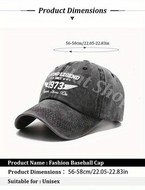 Personalized Casual Baseball Cap, 1973 Fun Text Pattern, Suitable for Everyday Wear, Suitable for Men And Women, Outdoor Sports Duckbill Cap