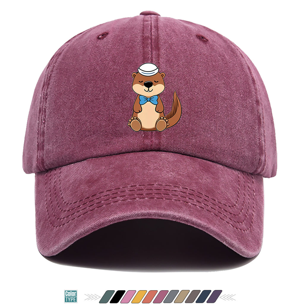 1pc Cartoon Otter Print Baseball Cap, Cute Animal Pattern Sun Hat, Fashion Casual Trendy Cap, Unisex Adjustable Duckbill Cap, Outdoor Travel Sunshade Hat, Outfit Hat, Bestie Shopping Photography Hat, Hiking Riding Hat, Daily Commute Versatile Hat
