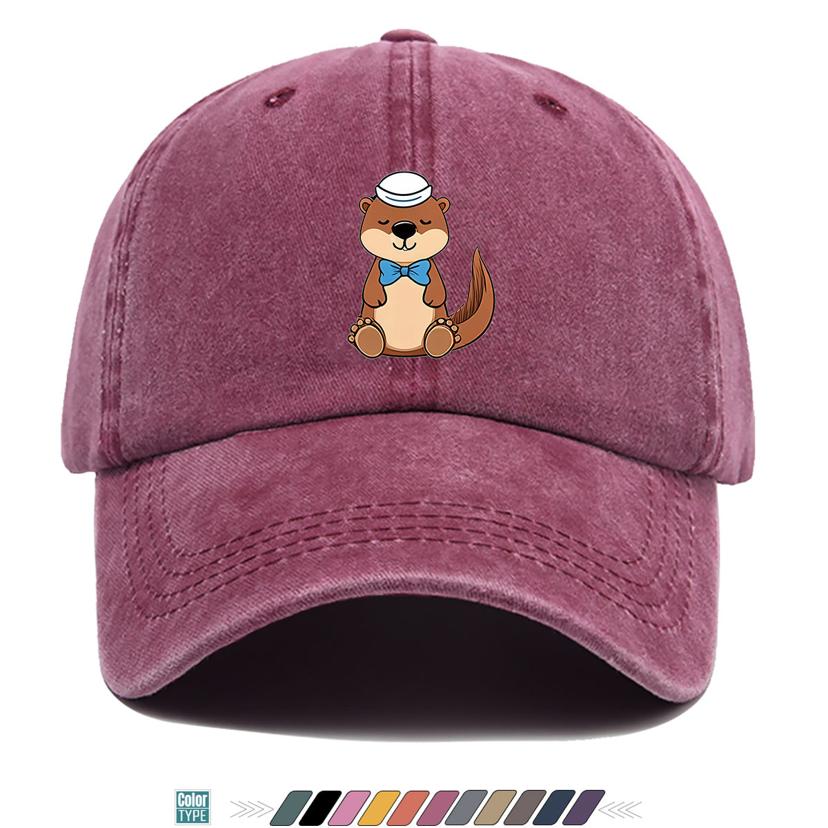 1pc Cartoon Otter Print Baseball Cap, Cute Animal Pattern Sun Hat, Fashion Casual Trendy Cap, Unisex Adjustable Duckbill Cap, Outdoor Travel Sunshade Hat, Outfit Hat, Bestie Shopping Photography Hat, Hiking Riding Hat, Daily Commute Versatile Hat