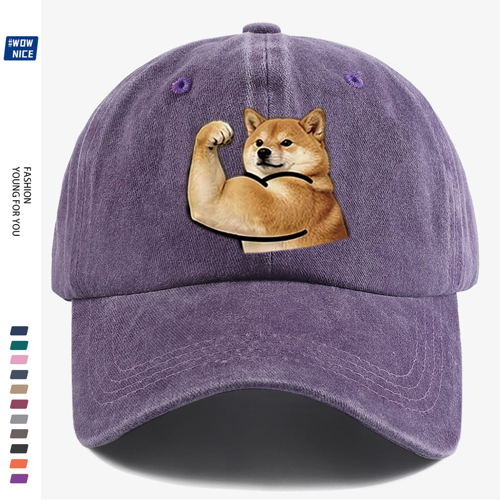 1pc Shiba Inu Muscle Arm Fun Print Baseball Cap Unisex Same Style Slimming Fashion Adjustable Size Street Trend Hat Daily Casual Hat Outdoor Hiking Hat Travel Outing Hat Party Styling Hat Versatile Duckbill Hat Festival Birthday Gift Ideal Choice Fo