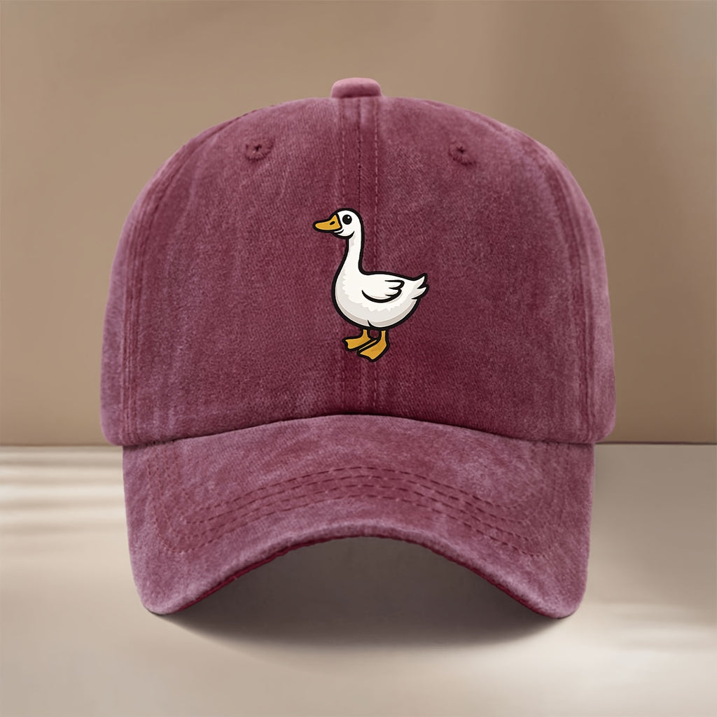 This Is a Baseball Cap Featuring a Flat Design of a Cartoon Goose, Suitable for All Seasons with an Adjustable Size. It'S a Trendy, Lightweight Duckbill Hat for Both Men And Women, Perfect for Outdoor Sports, Gatherings