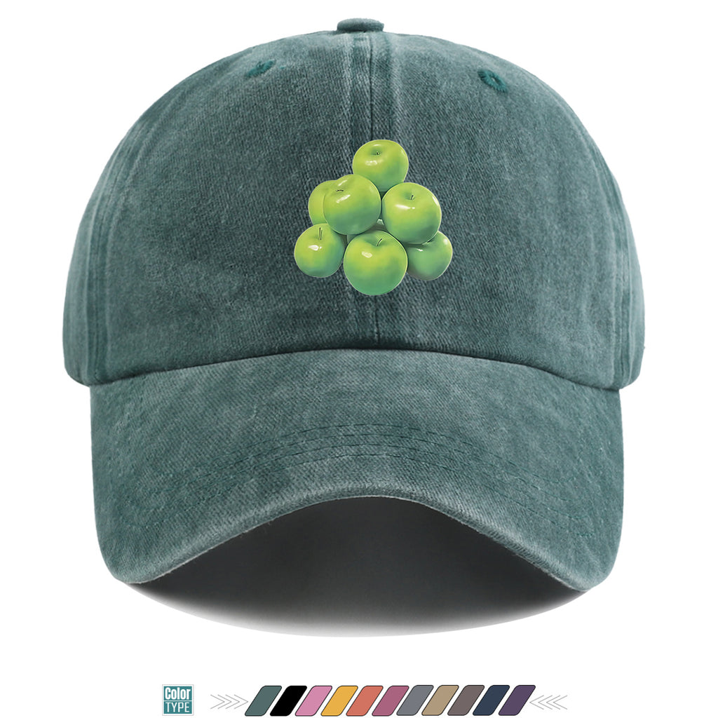 1pc Green Apple Print Baseball Cap for Men & Women - Adjustable Unisex Hat with Stacked Apple, Suitable for Outdoor, Travel, Parties, Casual Wear - Fresh, Holidays, Anniversaries - Apple-Themed Cap