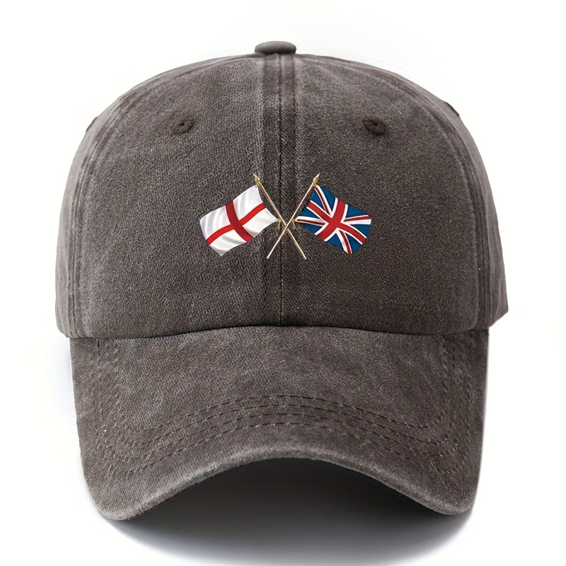 Stylish And Adaptable Printed Baseball Cap Featuring The England Union Jack, a Classic Retro Lightweight Hat Ideal for Truck Drivers