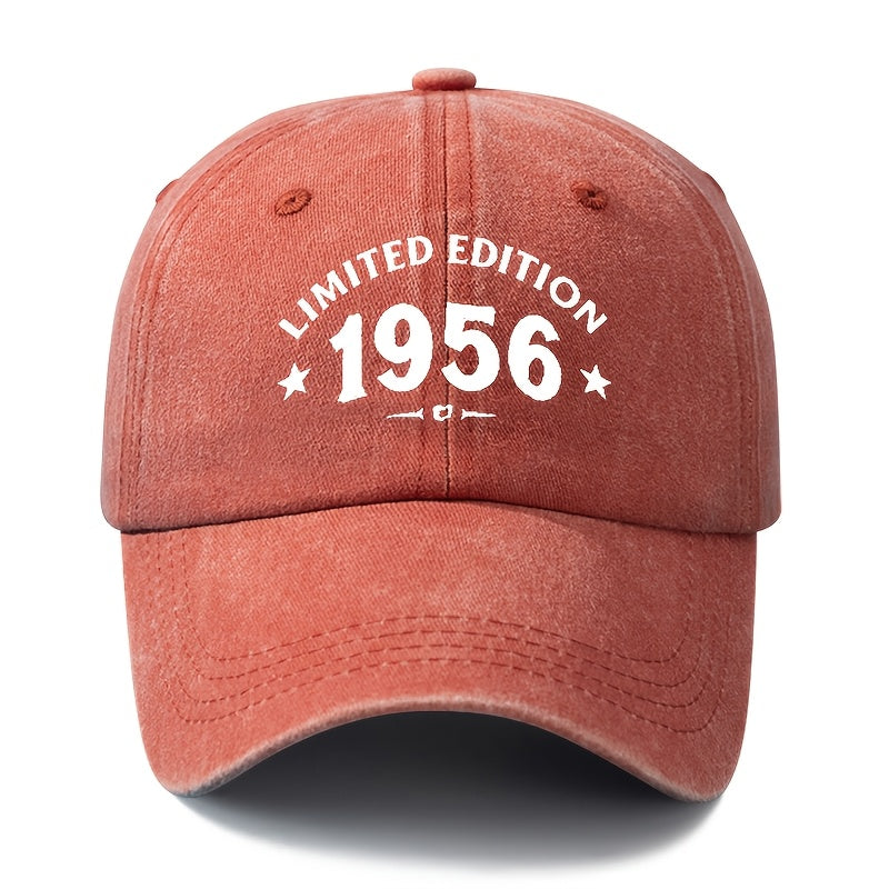 A Unisex, Fashionable and Versatile Printed LIMITED 1956 Baseball Cap, a Classic Retro Washed Outdoor Lightweight Curved Brim Cap, Suitable for Outdoor Vacations, Travel, Camping, and Other Casual Occasions, a Hip-hop Cap for Holiday Parties, a Casua
