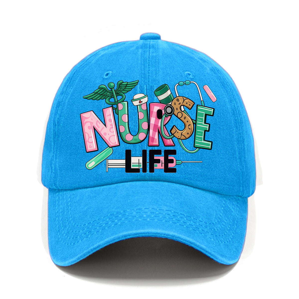 Fashionable Nurse-Themed Printed Washed Baseball Cap, Fresh Retro Style Men'S Hat, Suitable for Spring And Summer Casual Wear, Versatile And Sun, Comfortable And Breathable, Perfect for Outdoor Activities, Fashion Match, Sun