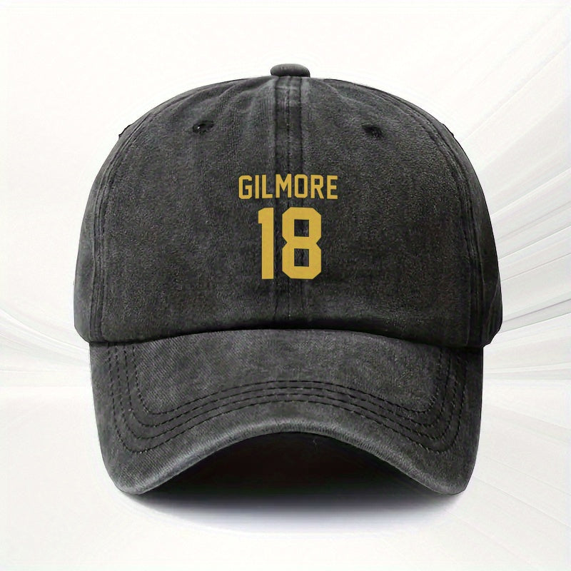 1pc, Gilmore Size 18 Printed Adjustable Baseball Cap, Polyester Fiber Lightweight Printed Craft, Fashionable Versatile Couple Hat, Ideal for Outdoor Sports, Camping, Golf, Riding, Parties, Music Festivals, Weddings, Birthday Gifts And Photography