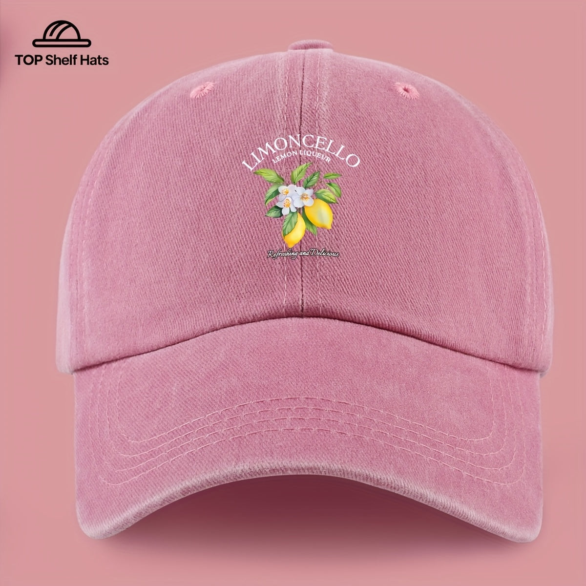 70G Lightweight And Breathable 1pc "Limon Cello" English Print Baseball Cap with Refreshing Lemon Pattern Print, Breathable And Comfortable, Stylish And Beautiful, Black Papa Dad Hat, Adjustable Size, Unisex, Retro Trucker Hat