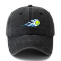 A Unisex Fashionable and Versatile Printed Flame Baseball Cap, Featuring a Classic Vintage Washed Outdoor Lightweight Curved Brim. Suitable for Casual Occasions Such as Outdoor Vacations, Travel, and Camping, as Well as Holiday Parties and Hip-hop