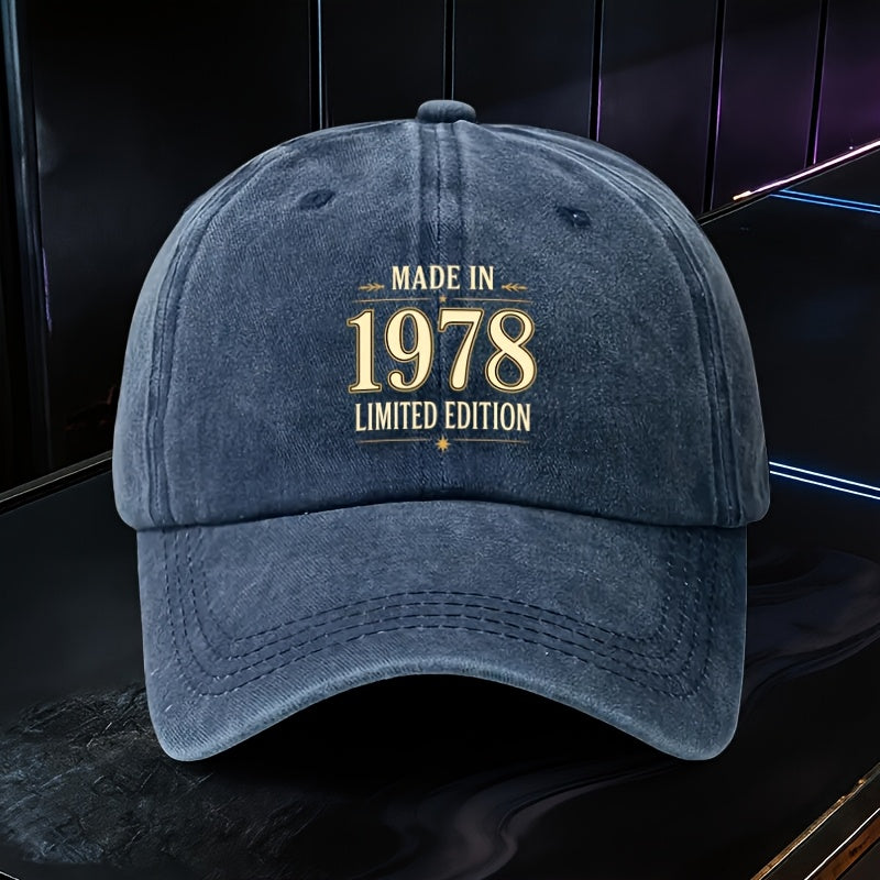 1 Adjustable Baseball Cap, Limited Edition 1978 Design, Lightweight Polyester Fiber Printed, Suitable for Outdoor Sports And Camping Enthusiasts, Fashion Couple Hat, Golf Hat, Trucker Hat, Trendy Baseball Cap, Youthful Wear