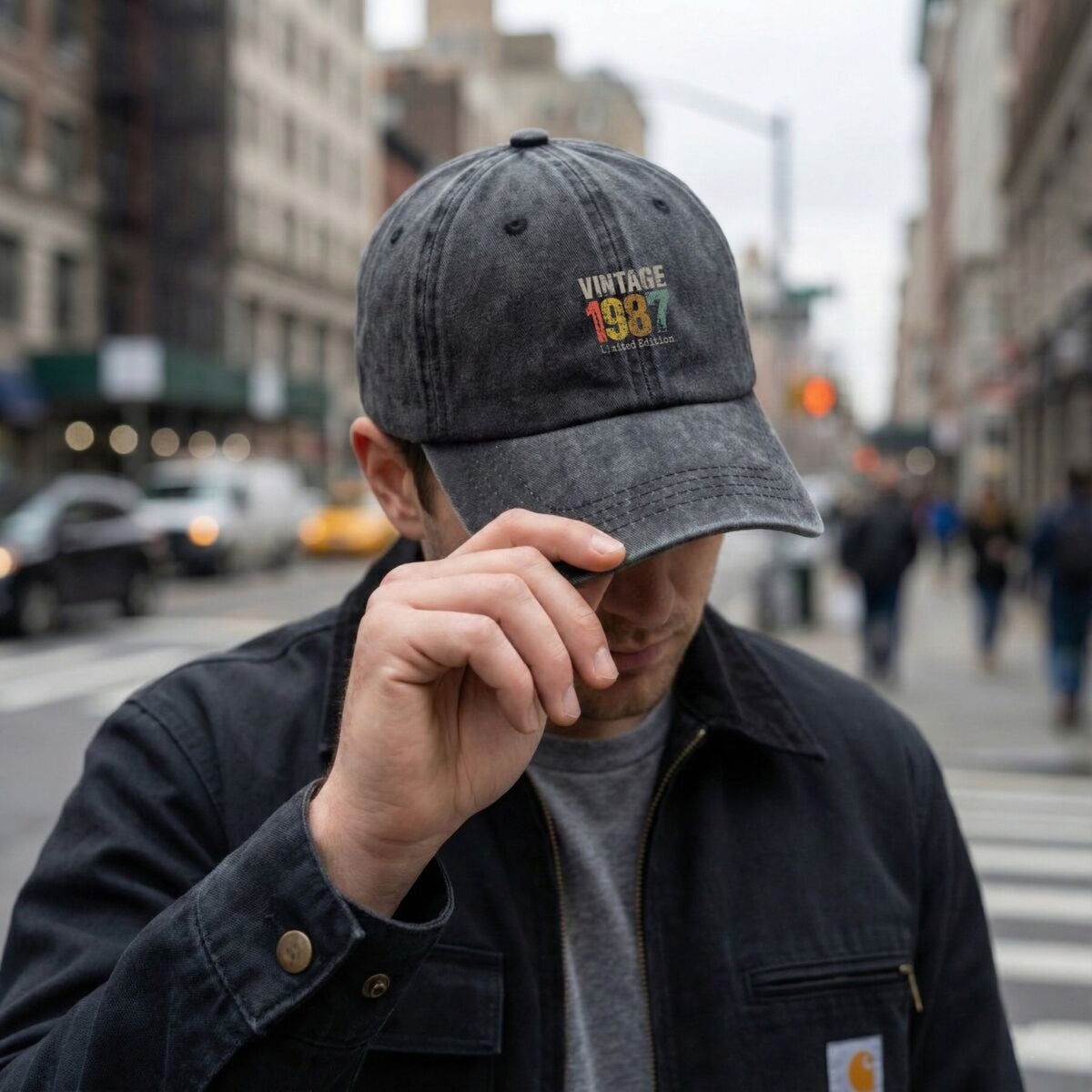 Vintage 1987 Retro Text Art Easy Men'S And Women'S Printed Baseball Cap Breathable Universal Buckle Spring Summer Golf Hat