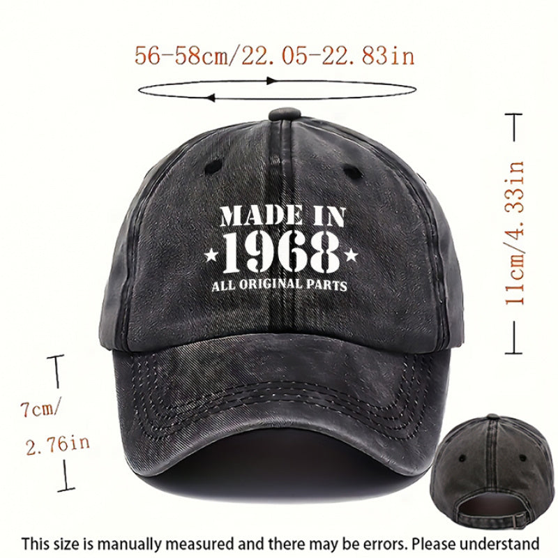 1968 Style Hat, Men'S Hat, Women'S Hat, Outdoor Casual Washable Baseball Cap, Adjustable Breathable DAD Hat, Suitable for Outdoor Activities And Parties, Personal Use Or As a Birthday Gift