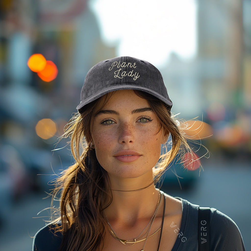 PLANT LADY Baseball Cap | Vintage Washed Soft Breathable Adjustable Dad Hat, Suitable for Women and Men, Gardening Outdoor Casual Unisex Hat, Perfect Gift for Plant Enthusiasts, Durable Headwear, Fashionable Headscarf, All-season Wear