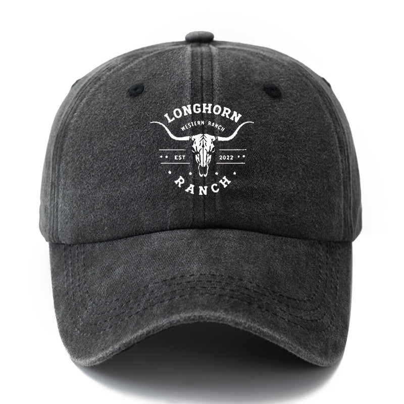 Unisex LONGHORN Printed Retro Baseball Cap with Iconic - Lightweight Curved Brim Trucker Hat Suitable for Outdoor, Travel, Camping, Hip-Hop Style, Machine Washable for Men & Women, Casual Gift for Parties and Daily Wear