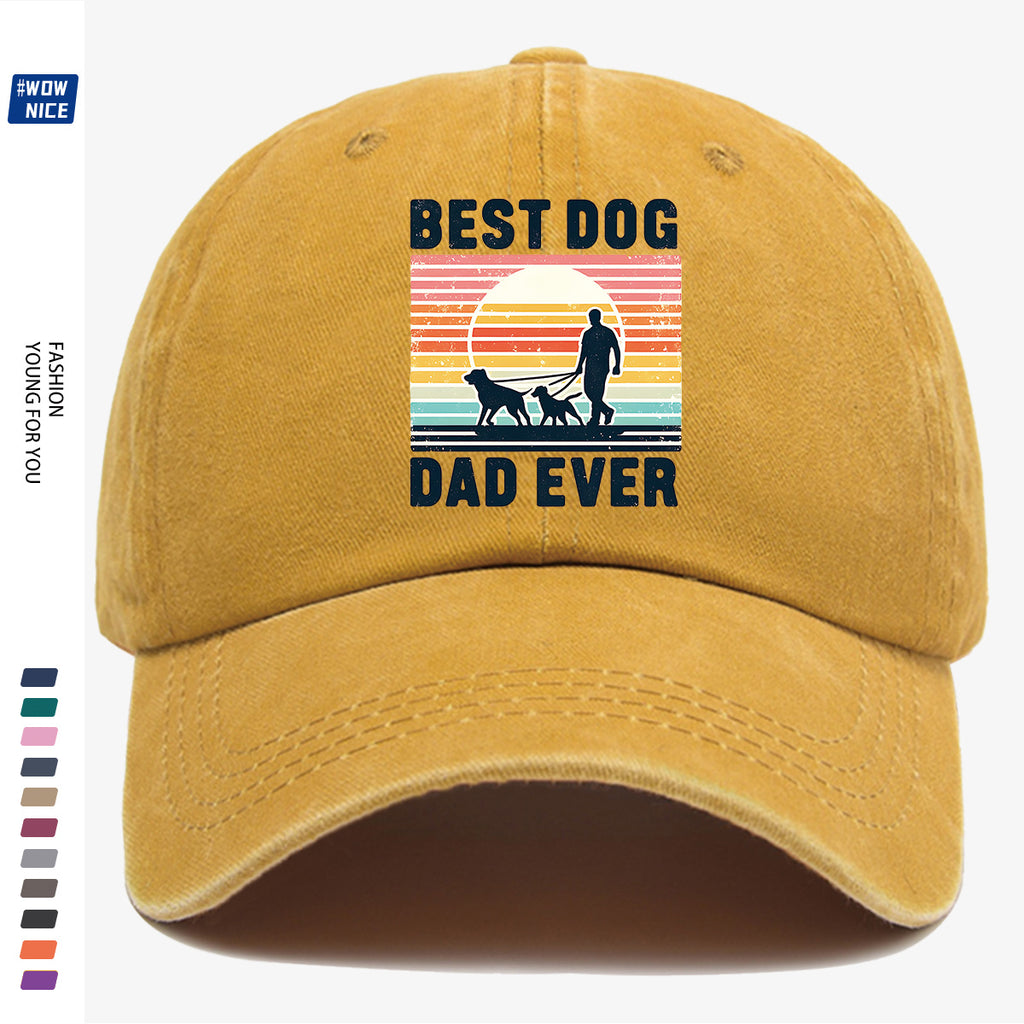 1pc "Best Dog Dad Ever" Vintage Trucker Hat - Adjustable Unisex Baseball Cap Suitable for Outdoor, Dog Walking, Picnics & Sports, Breathable Dad Hat Gift for Fathers Day, Birthdays, for Dog Lovers with Sunset Print (for Men & Women)