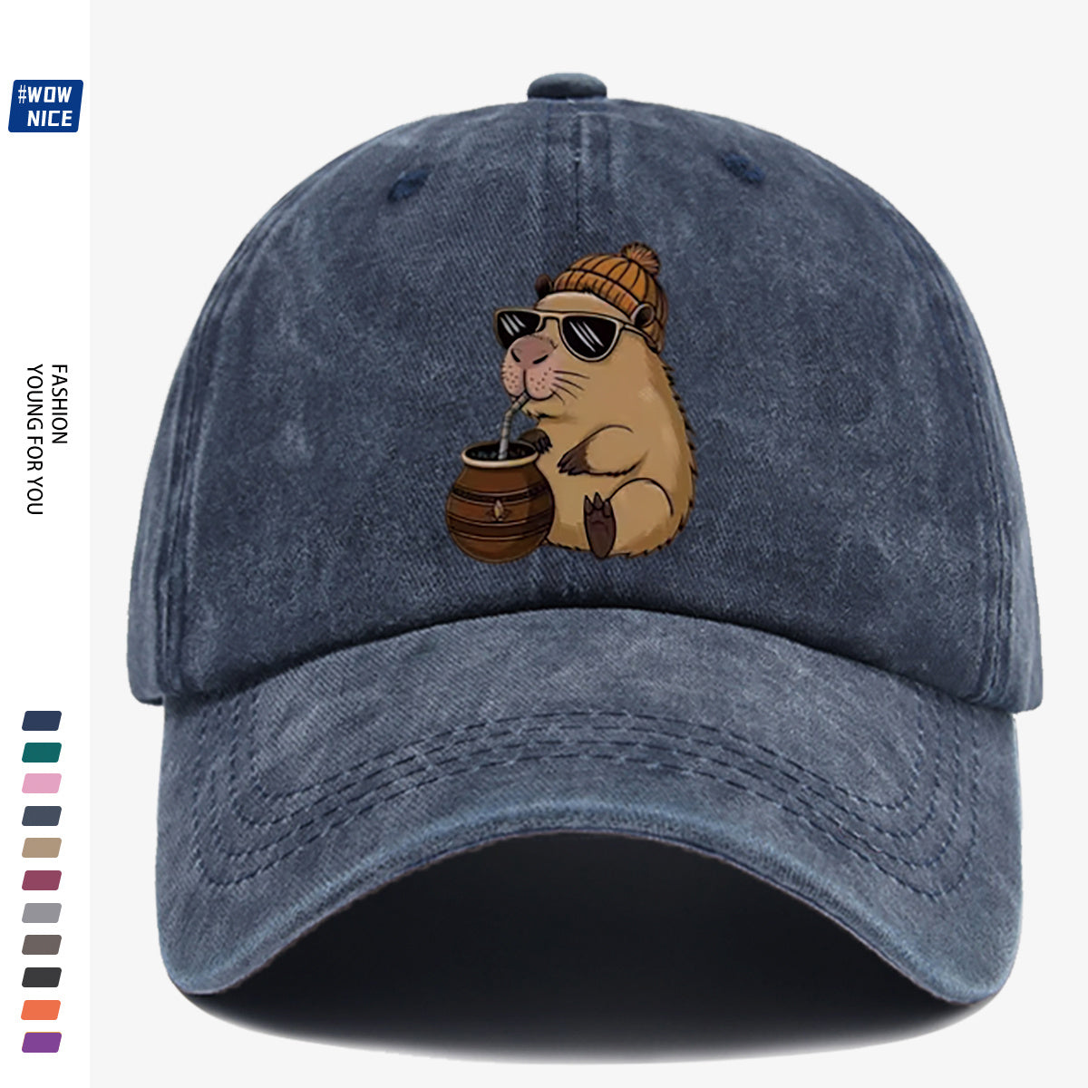1pc Groundhog Wearing Sunglasses And Hat Drinking Beverage Fun Print Baseball Cap Unisex Slimming Fashion Casual Adjustable Size Daily Outing, Party, Travel, Shopping, Outdoor Activities All-Match Hat Holiday Birthday Gift Best Choice