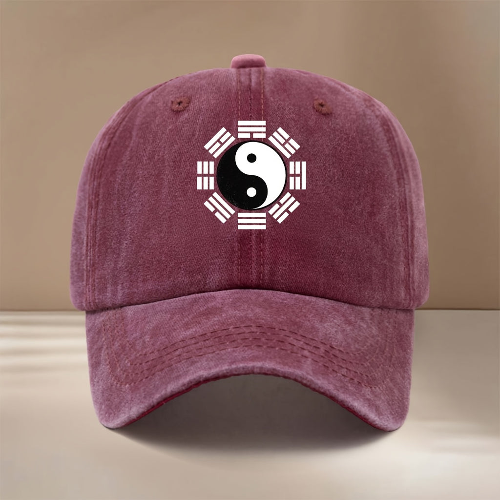 Men' & Women' Tai Chi Bagua Print Baseball Cap - Duckbill Trucker Hat with Yin-Yang Martial Arts, Curved Brim Suitable for Outdoor, Hip-Hop, All-Season Casual Wear, Taiji Training