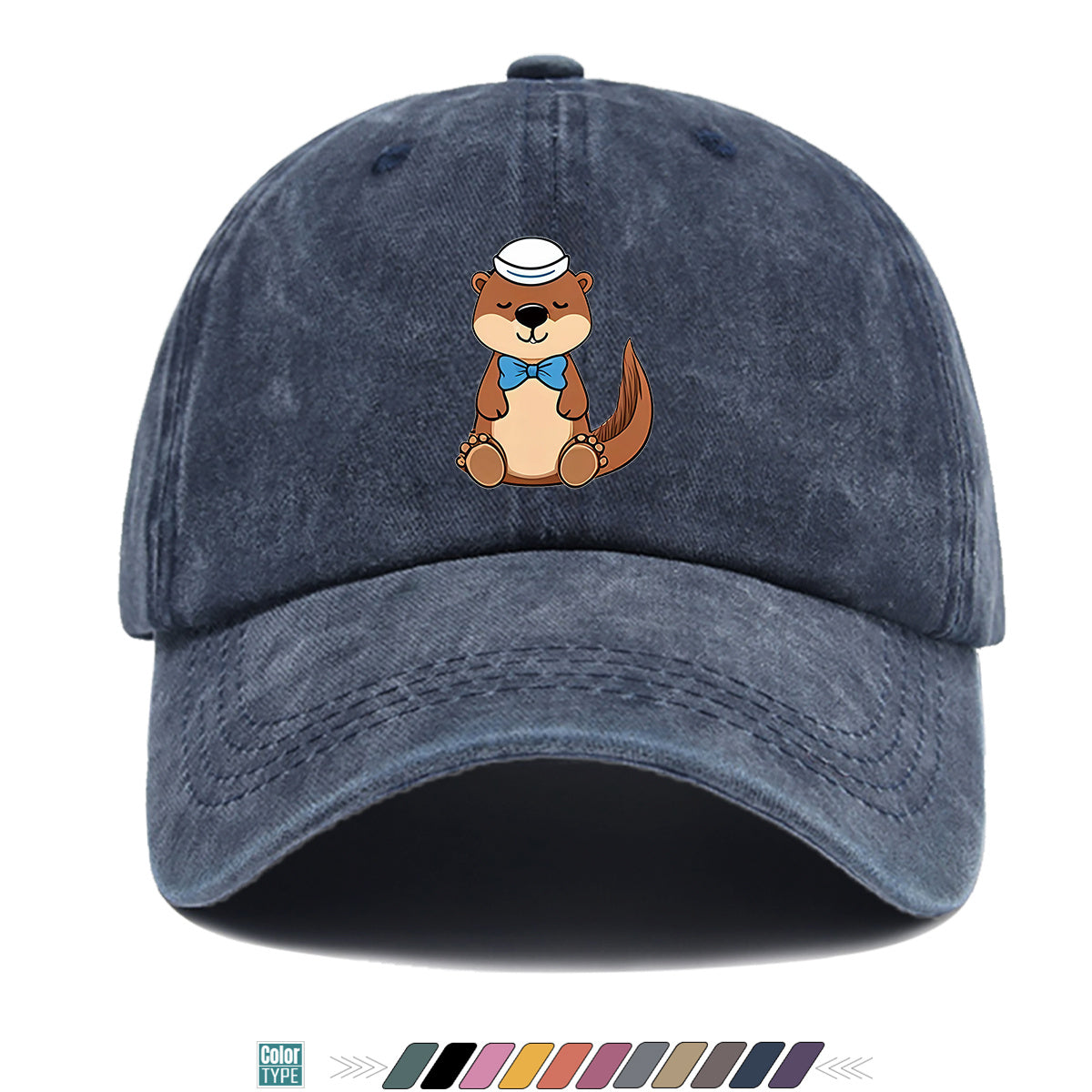 1pc Cartoon Otter Print Baseball Cap, Cute Animal Pattern Sun Hat, Fashion Casual Trendy Cap, Unisex Adjustable Duckbill Cap, Outdoor Travel Sunshade Hat, Outfit Hat, Bestie Shopping Photography Hat, Hiking Riding Hat, Daily Commute Versatile Hat