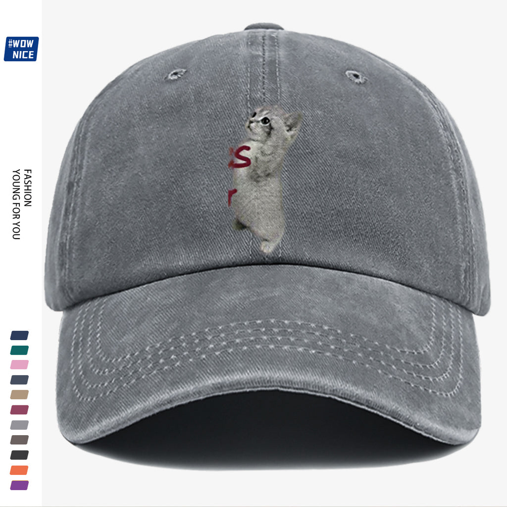 1pc "YES SIR" Text and Cute Kitten Print Baseball Cap, Unisex, Slimming Fit. Fashionable Casual Style, Adjustable Size. Suitable for Daily Outings, Shopping, Parties, Travel, and Outdoor Activities. Versatile and Practical, a Thoughtful Gift