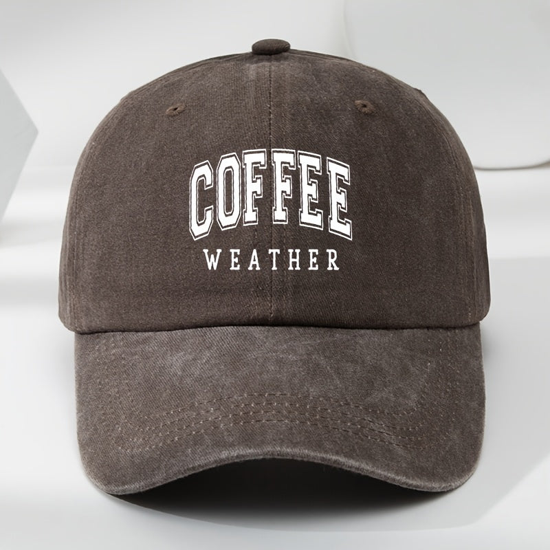 Men's Retro Baseball Cap with Coffee Bean Lettering & Logo Print - Adjustable Sun Hat, Breathable Outdoor Casual Cap for Sports, Daily Wear - Black, Comfortable & Versatile for All Beige Types (Hand Washable)