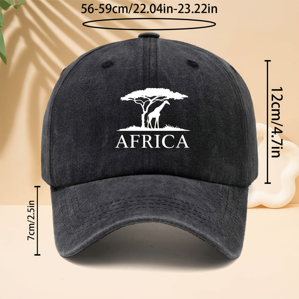 Men' & Women' Africa Trucker Hat with AFRICA Print & African Savanna Wildlife Design - Adjustable Duckbill Cap, Soft Top Suitable for Outdoor Travel, Casual Wear, Parties, Durable Unisex for All-Season (Neutral Style)