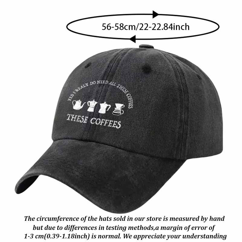 Fashion Baseball Cap with Four Coffee Utensil Patterns, Daily Match for Coffee Lovers