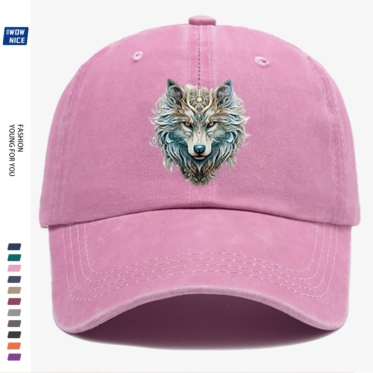 1pc Wolf Head Art Print Baseball Cap, Personalized Animal Pattern Design, Unisex Duckbill Hat, Wearing Makes You Look Slimmer And Smaller Face, Adjustable Size, Fashion Street Style, Daily Casual Versatile, Outdoor Activities, Shopping, Parties