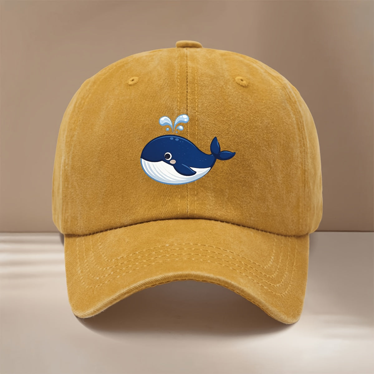 This Is a Baseball Cap with a Whale Spouting Water Graphic Print. It Is a , Lightweight, and Adjustable Casual Hat Suitable for Both Men and Women. This Stylish and Trendy Snapback Cap Is Perfect for Outdoor Sports, Dinners, Camping, and Other