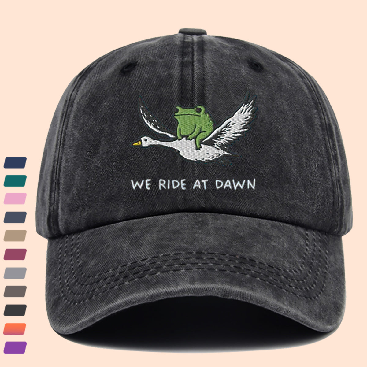 1pc Frog Riding a Goose Printed Flat Print Baseball Cap, Slimming When Worn. Stylish and Unique, Adjustable Size, Suitable for Both Men and Women. Ideal for Outdoor Activities, Vacations, Parties, Cycling, Daily Outings, or as a Holiday Gift.