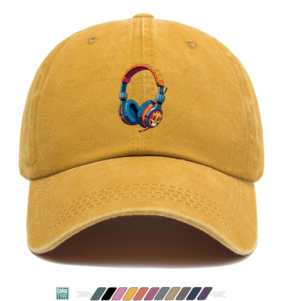 1pc Cartoon Fun Earphone Print Baseball Cap, Fashion Trendy Hip-Hop Hat, Unisex Adjustable Duckbill Cap, Comfortable Breathable Sun Hat, Street Style Essential for Music Festivals, Street Dance, Skateboarding, Casual Outings, Outfit, Parties