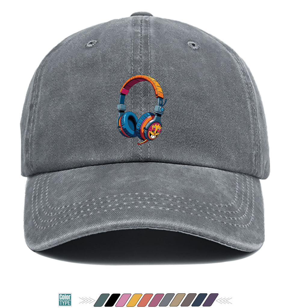 1pc Cartoon Fun Earphone Print Baseball Cap, Fashion Trendy Hip-Hop Hat, Unisex Adjustable Duckbill Cap, Comfortable Breathable Sun Hat, Street Style Essential for Music Festivals, Street Dance, Skateboarding, Casual Outings, Outfit, Parties