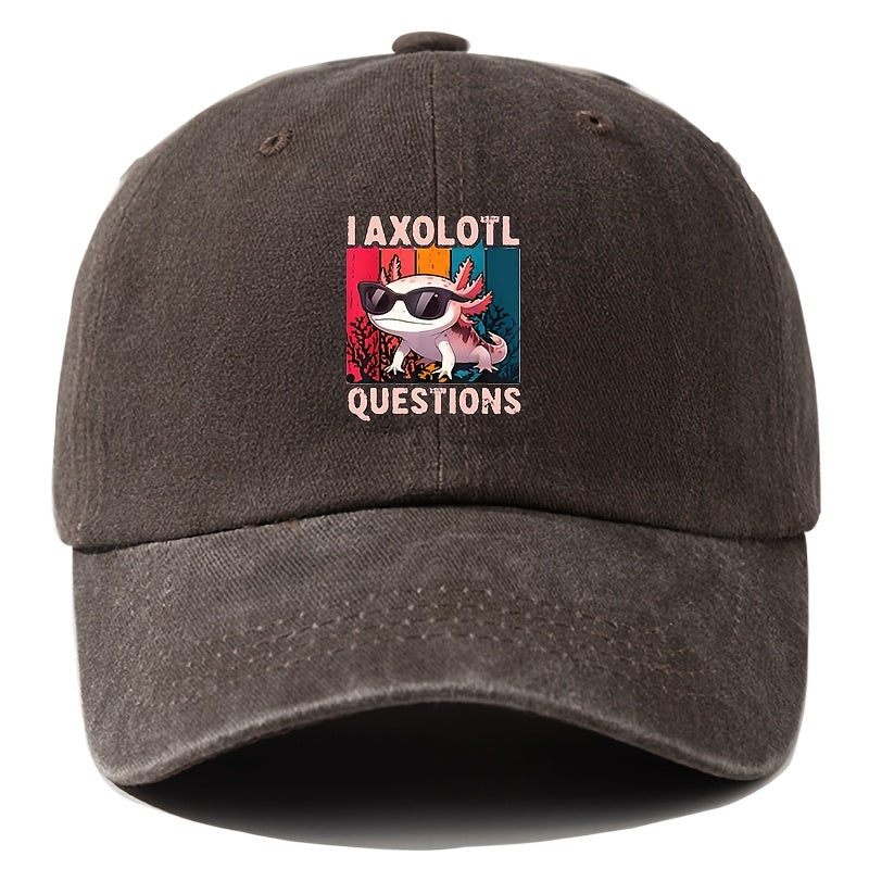 A Unisex Men's Baseball Cap with Cartoon Print, Adjustable, Fashionable, and Versatile. Suitable for Outdoor Activities Such as Camping, Hiking, and Fishing