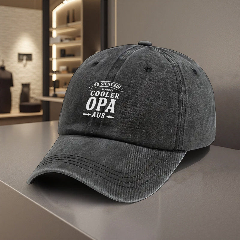 1pc, "Cooler Opa" Adjustable Baseball Cap, Lightweight Polyester with Printed Design, Suitable for Outdoor Sports and Camping Enthusiasts, Popular Couple's Cap, Golf Cap, Trucker Cap, Stylish Baseball Cap