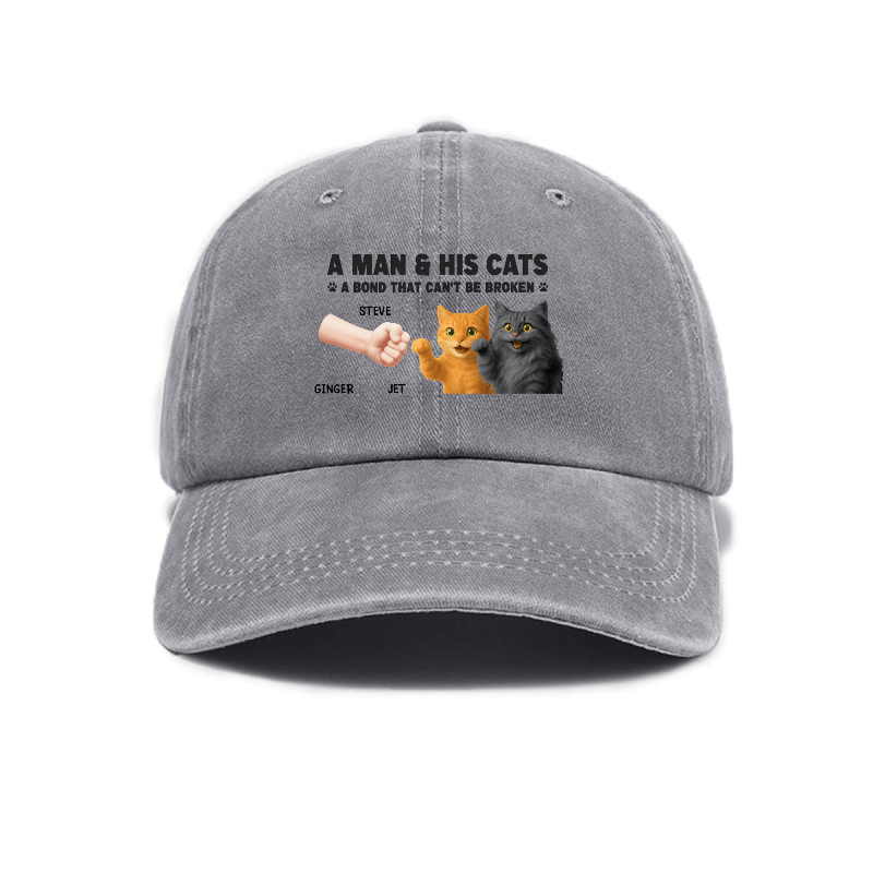 Playing with Cats" Baseball Cap | Stylish and Cute, Perfect for Everyday Use and Outdoors, Includes Printed Map, Adjustable Buckle Closure, Hand Wash Only