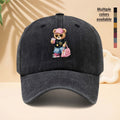 Baseball Cap with a Trendy and Cool Teddy Bear Print, Featuring an American Street-style Aesthetic. This Adorable and Fun Personality-driven Casual Snapback Is Perfect for Strolling, Shopping, Traveling, Gatherings, Vacations, and Parties. The Curved