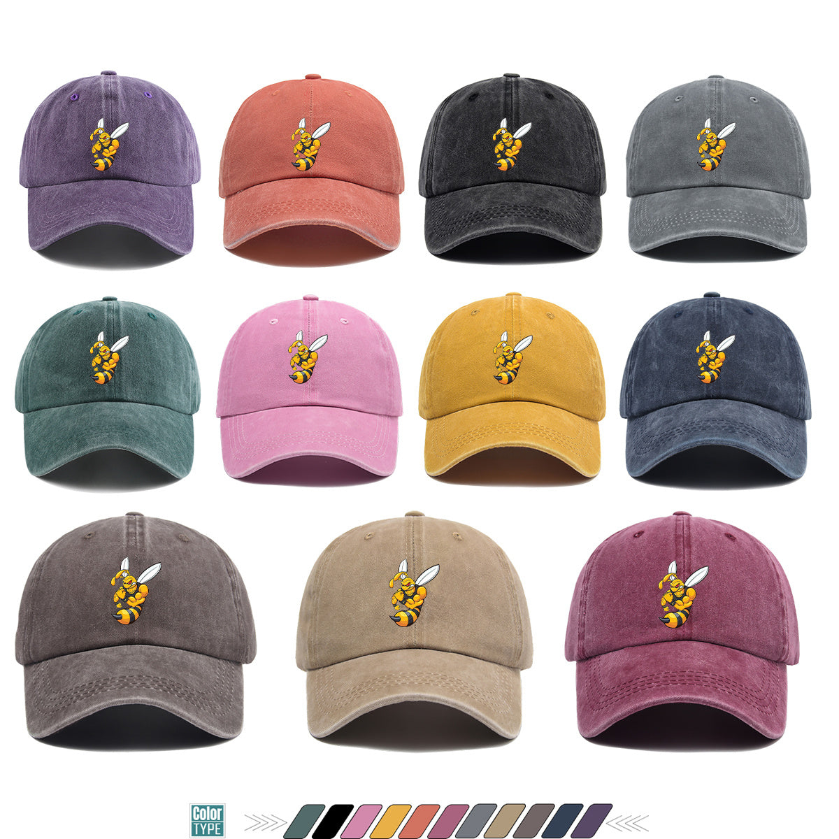 1pc Muscle Bee Cartoon Print Baseball Cap, Trendy Individual Sun Hat, Fashionable Street Hip-Hop Style Unisex Adjustable Duckbill Cap, Essential for Outings, Outdoor Camping Sun Hat, Sports Fitness Trendy Hat, Bestie Couple Matching Hat