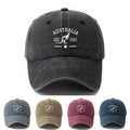 A Unisex Fashionable and Versatile Printed "AUSTRALIA" Baseball Cap with Kangaroo Logo, Featuring a Classic Vintage Washed Design, Lightweight Curved Brim, and Trucker Style. Ideal for Outdoor Vacations, Travel, Camping, and Other Casual Occasions