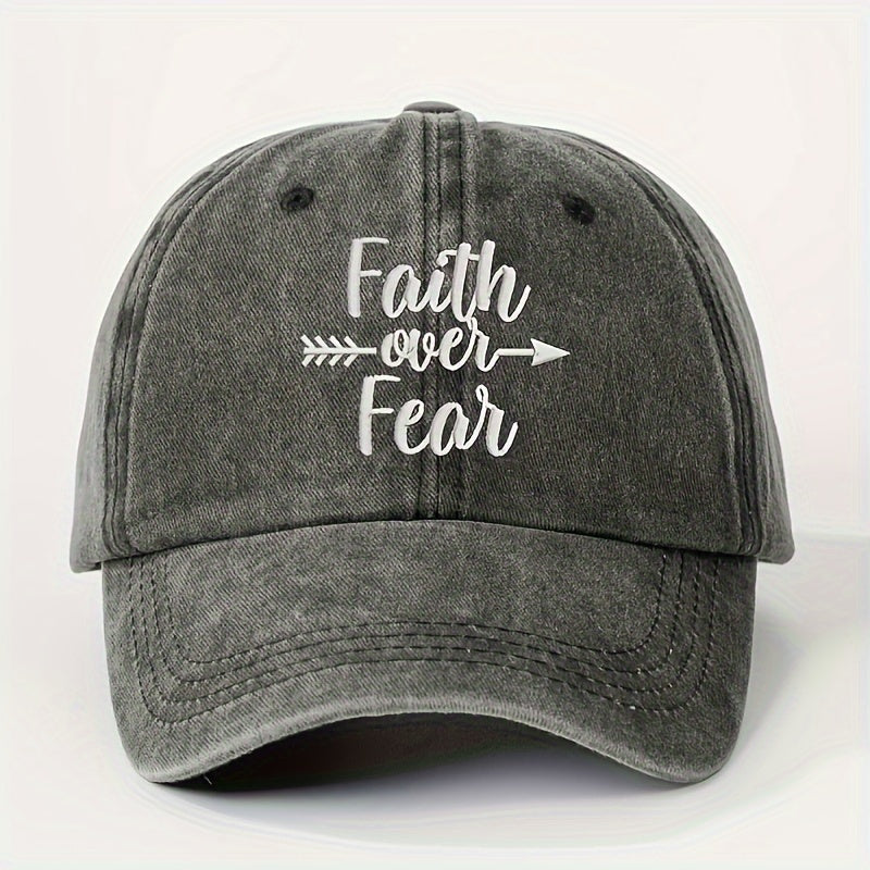 1 FAITHOVERFEAR (Rebranded as coolcheer) Adjustable Snapback Baseball Cap - Unisex Lightweight Breathable Trucker Hat with Curved Brim, Metal Buckle Closure, All-Season White Washed Look for Men & Women, Golf, Casual (Hand Washable) -