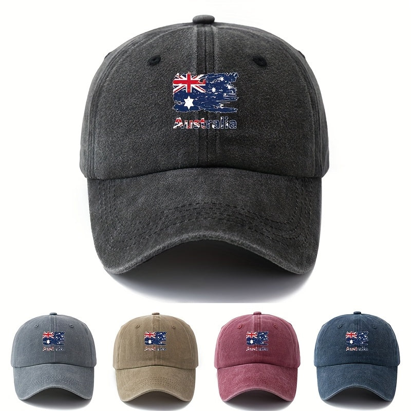 Unisex Australian Flag Baseball - Classic Retro Washed Lightweight Trucker Hat with Kangaroo & Southern Cross Design, Breathable Polyester for Outdoor, Travel, Camping, Casual Wear, Travel Accessory, Vintage Style, Durable Construction