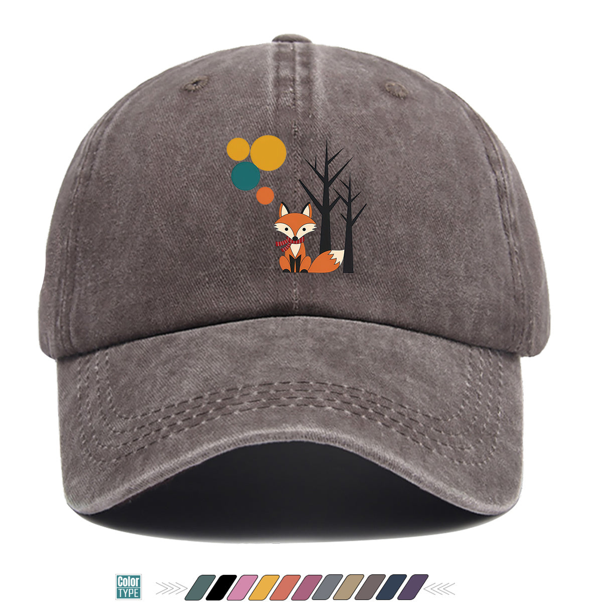 1pc Cartoon Fox Wearing Red Scarf Print Baseball Cap Colorful Geometric Background Sun Hat Fashionable And Beautiful Unisex Duck Tongue Cap Adjustable Size Casual Travel Hat Street Trendsetter Essential Suitable for Daily Wear, Shopping, Travel